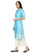 Blue Straight Poly Cotton Kurta image number 2