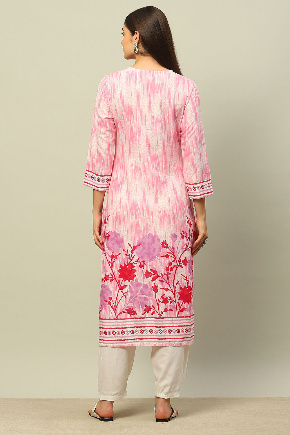 Pink Rayon Printed Straight Kurta image number 3