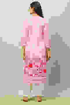 Pink Rayon Printed Straight Kurta image number 3