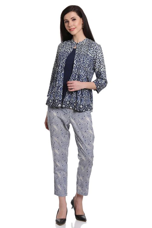 Indigo Rayon Front Open Indie Top image number 5