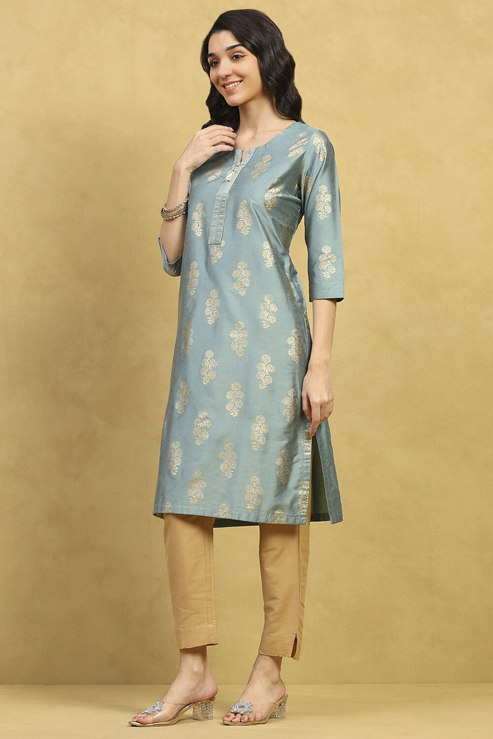 Pink Printed Straight Kurta image number 2