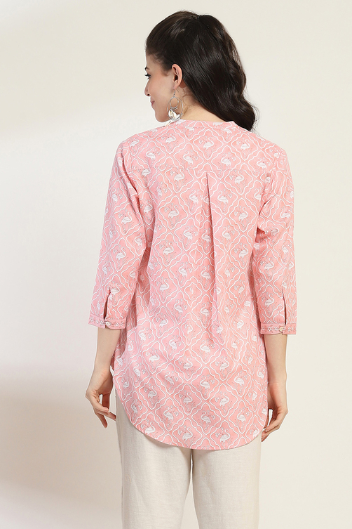 Coral Cotton Straight Kurti image number 3