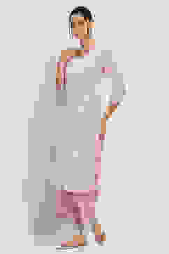 Lavender Printed Straight Kurta image number 3