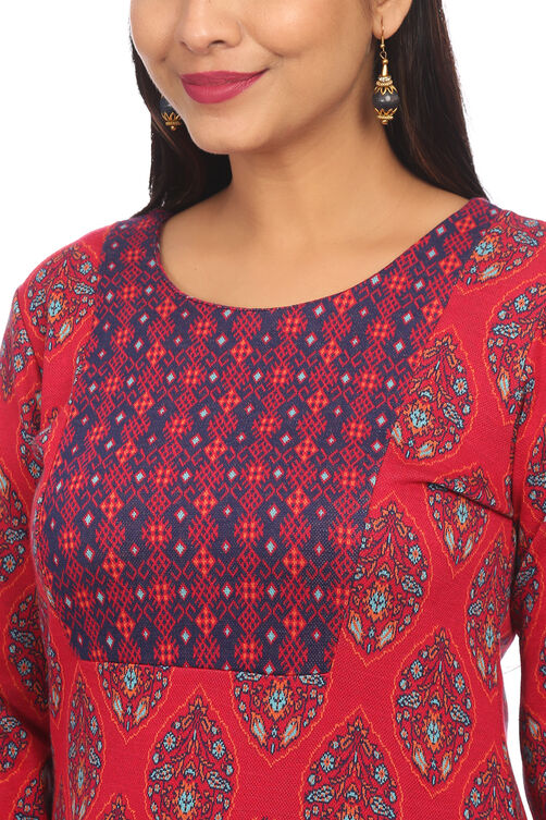 Pink Straight Poly Cotton Kurta image number 1