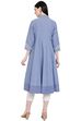Light-Blue Chambray Kalidar Kurta image number 4