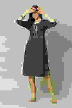 Blue LIVA Straight Printed Kurta image number 5