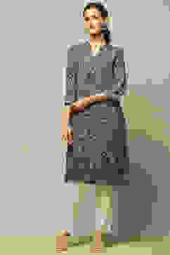 Black Rayon Printed Straight Kurta image number 5