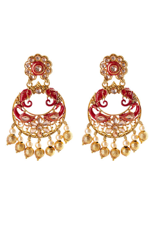 Red Metal Brass Earrings image number 2
