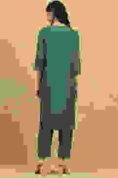 Green Viscose Rayon Printed A-Line Co-ord Set image number 4