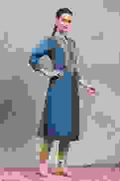 Teal Viscose Blend Solid Straight Kurta image number 4