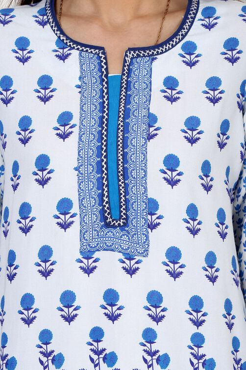 White Straight Cotton Kurta image number 4