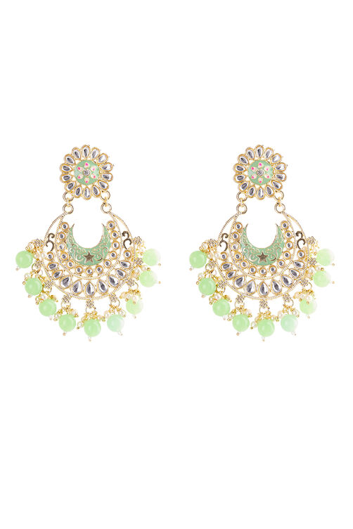 Sea Green Metal Brass Earrings image number 2