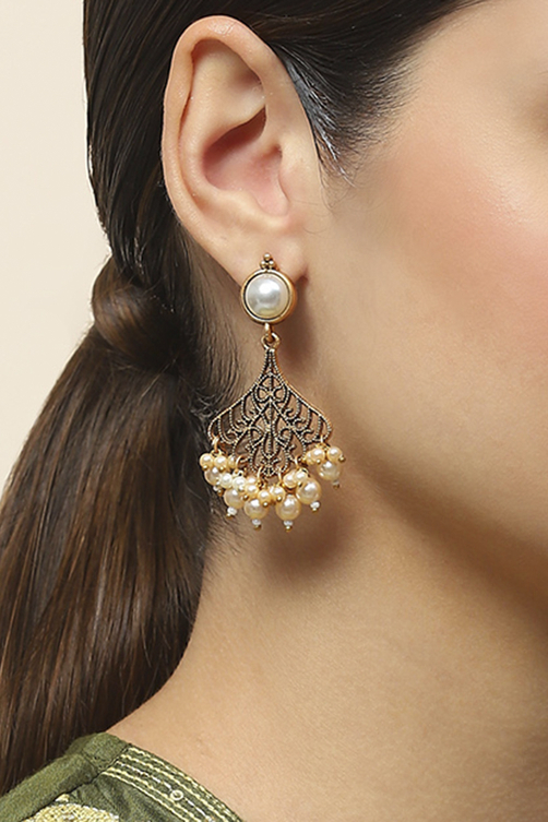 Gold Oxidised Alloy Earrings image number 1