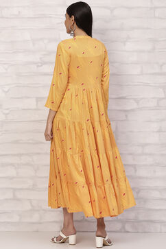 Mustard Tired Dress Printed Dress image number 4