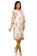 White Cotton Straight Kurta image number 2