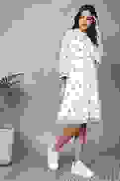 White Cotton Printed Tiered Dress image number 4