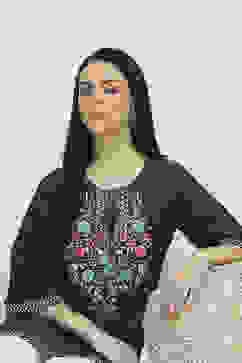 Navy Viscose Rayon Straight Kurti image number 6