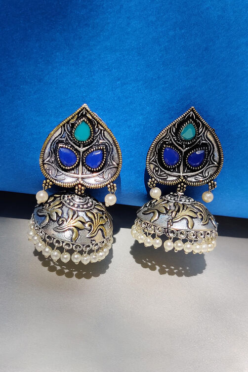 Light Green and Pink Metal Brass Earring image number 0