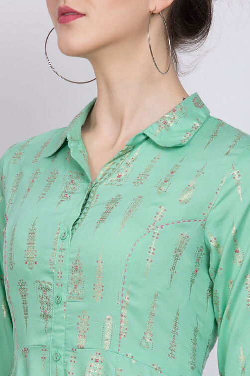 Mint Green Viscose Kalidar Dress image number 1