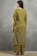 Green Polyester Straight Kurta Pants Set image number 4