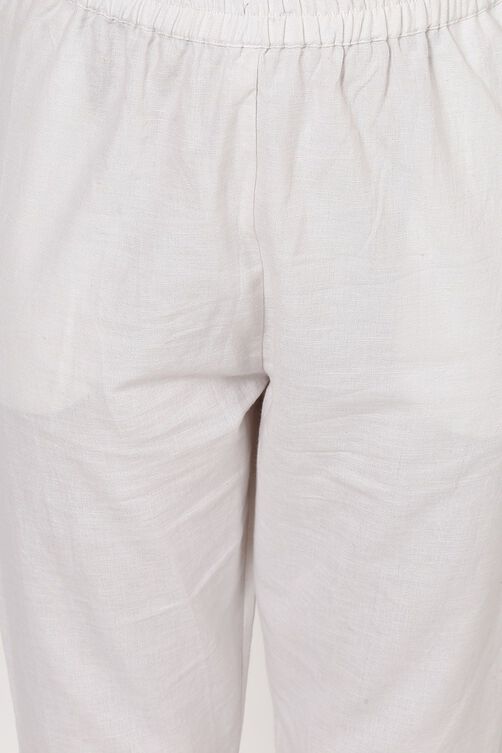 White Cotton Slim Pants image number 1
