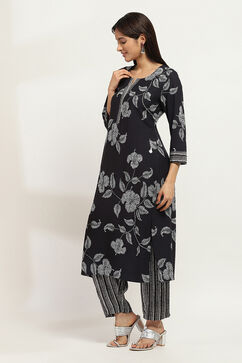 Black Viscose Rayon Straight SET image number 3