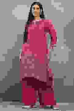 Purple Viscose Straight Kurta Pants Set image number 7