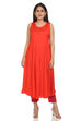 Pink Flared Polyester Kurta image number 4