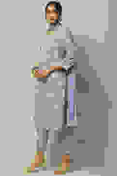 Lavender Poly Chiffon Straight Suit Set image number 4