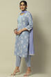 Lavender Poly Chiffon Straight Suit Set image number 4