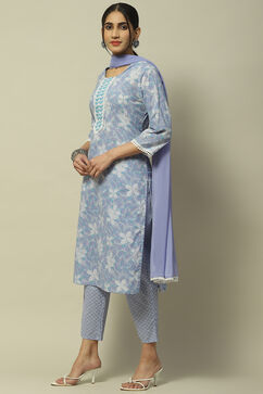 Lavender Poly Chiffon Straight Suit Set image number 4
