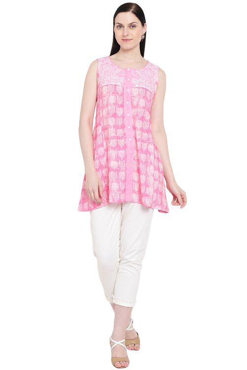 Pink Viscose A-Line Indie Top image number 5