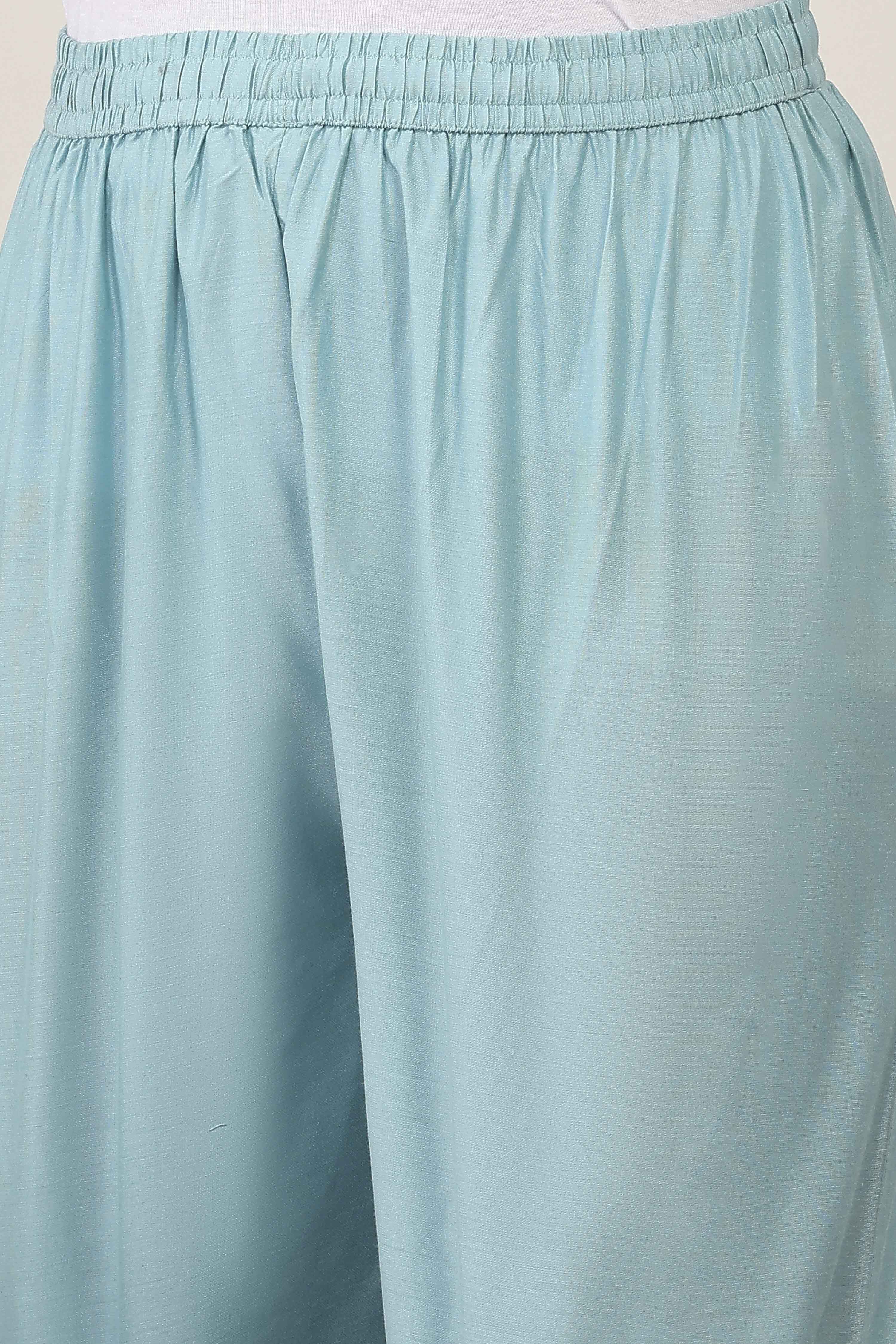 Blue Viscose Polyester Straight Suit Sets image number 2