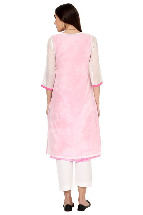 Off White Straight Poly Cotton Kurta image number 3