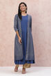 Indigo LIVA A Line Dress With Jacket image number 3