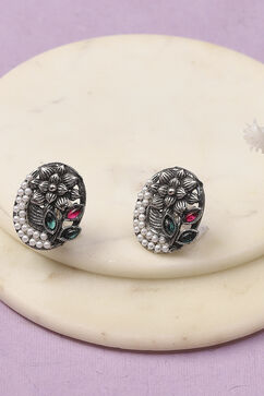 Pink Green Oxidised Alloy Earrings image number 0
