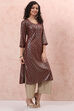 Maroon LIVA Straight Kurta image number 3