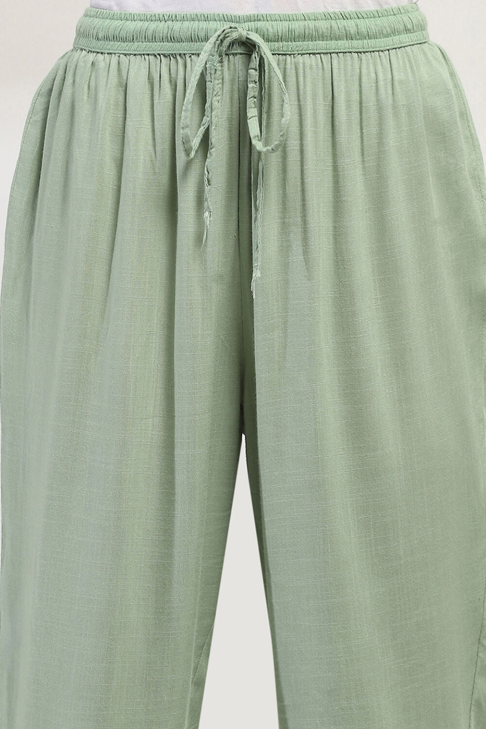Sage Green Solid Regular Pants image number 1
