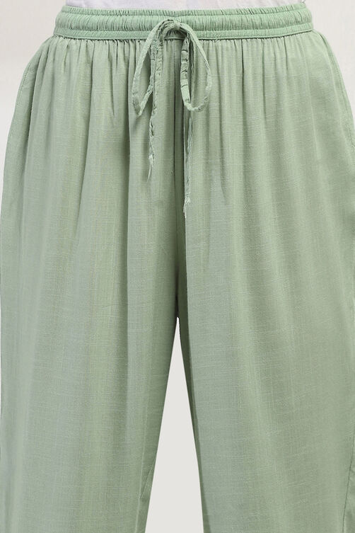 Sage Green Solid Regular Pants image number 1