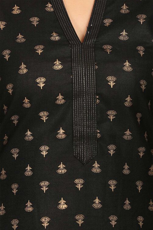 Black Straight Viscose Kurta image number 4