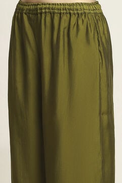 Green Viscose Blend Printed Gathered Suit Set image number 2