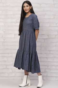 Indigo Cotton Tiered Dress image number 2