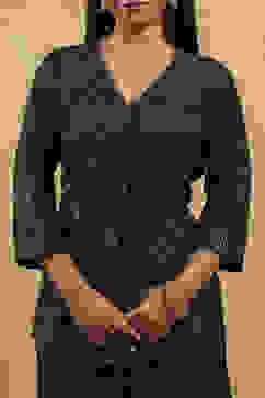 Blue Viscose Blend Printed Front Open Kurta Palazzo Set image number 1