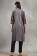 Black Cotton Yarndyed Straight Kurta image number 3