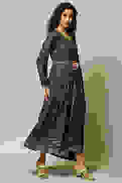 Green Viscose Straight Printed Dress image number 5