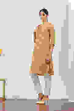 Yellow Viscose Polyester Straight Kurtas image number 2