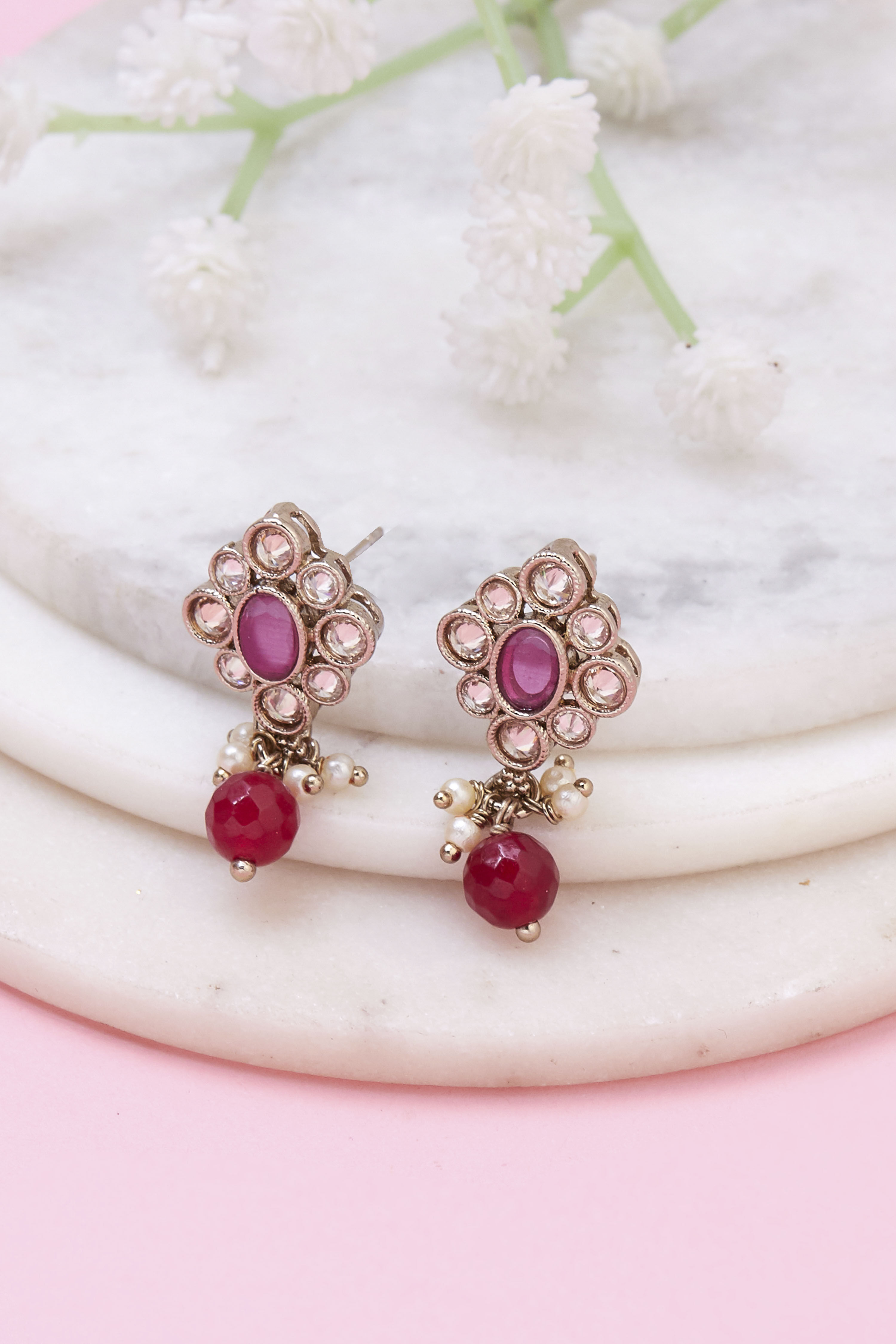 Red Brass Drop & danglers image number 0