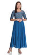 Teal Blue Flared Viscose Dress image number 0