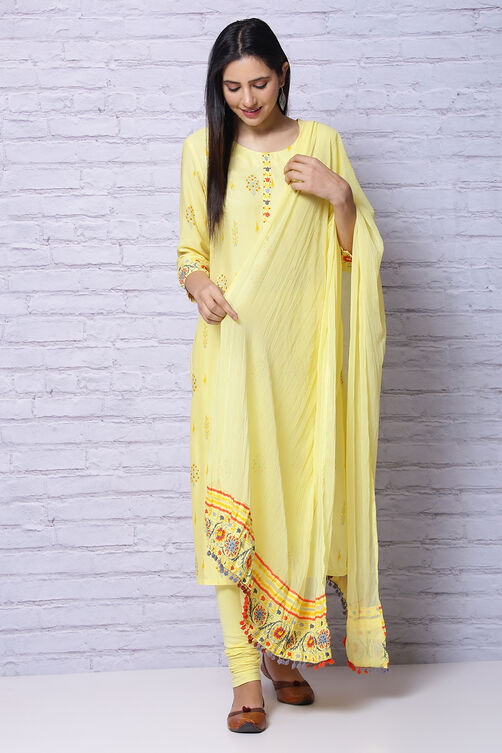 Yellow Polyester Chiffon Dupatta image number 1