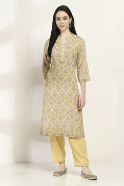 Yellow Viscose Straight SET image number 6